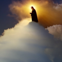 Yeshua descending on a cloud