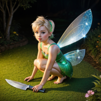 Tinkerbell with a cleaver hyper-realistic