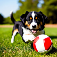 dog playing with ball