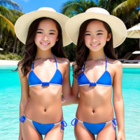 Young girls twins bikini