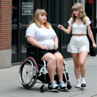 Taylor Swift obese in a wheelchair