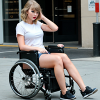 Taylor Swift fat in a wheelchair