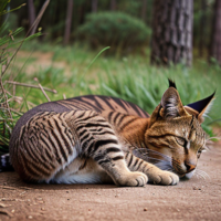 Cat sleeping next to a kangaroo