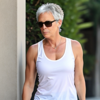 Jamie lee Curtis white tank top