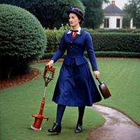 Julie Andrews Mary Poppins with a chainsaw