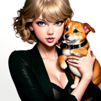 Taylor Swift strangling a puppy