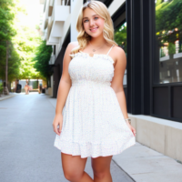 Blonde Teen short young big arms fat arms Sun dress chubby short skirt