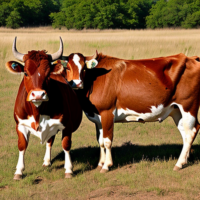 Make a logo for Prairie Rose Shorthorns using barn red and beige for the colors and a shorthorn cow and calf if possible