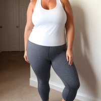 Blonde white tank top leggings45 year old fat chubby