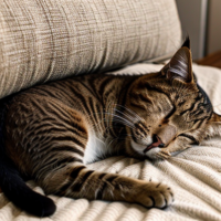 Cat sleeping next to a kangaroo