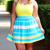 Blonde Teen short young big arms fat arms Sun dress chubby short skirt