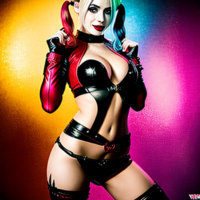 Harley Quinn wrapped in tentacles clothing torn