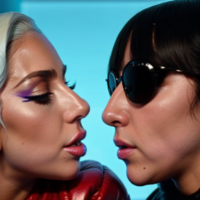 Lady Gaga punching a midget in the face realistic skin