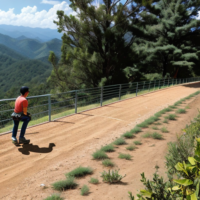 a man climbing a fence, on the other isde of which is el dorado