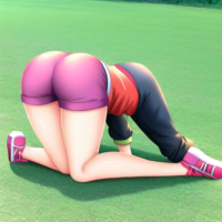 Girl pokemon trainer misty on all fours